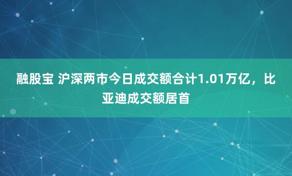 融股宝 沪深两市今日成交额合计1.01万亿，比亚迪成交额居首