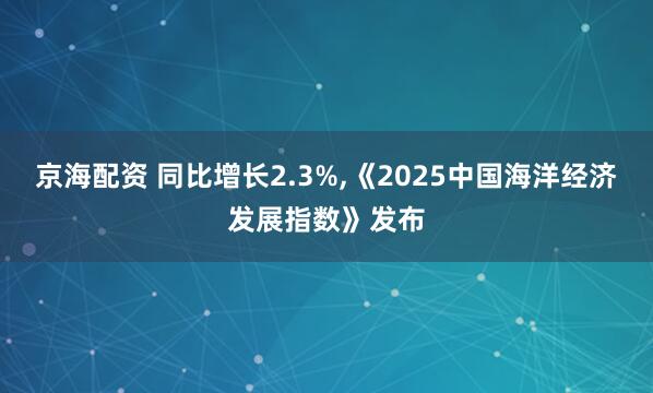 京海配资 同比增长2.3%,《2025中国海洋经济发展指数》发布