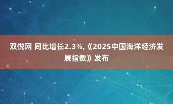 双悦网 同比增长2.3%,《2025中国海洋经济发展指数》发布