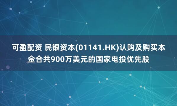 可盈配资 民银资本(01141.HK)认购及购买本金合共900万美元的国家电投优先股