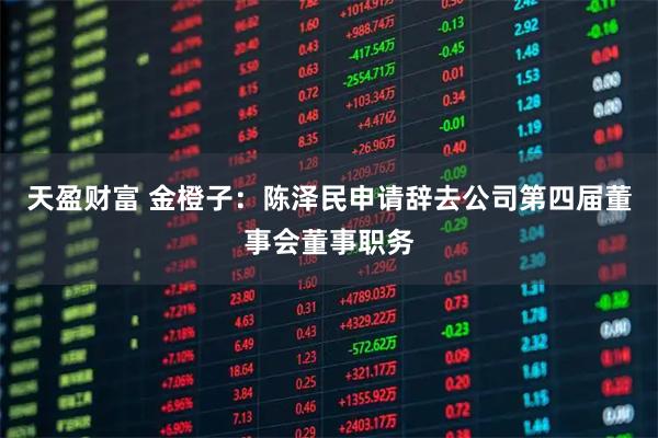 天盈财富 金橙子：陈泽民申请辞去公司第四届董事会董事职务