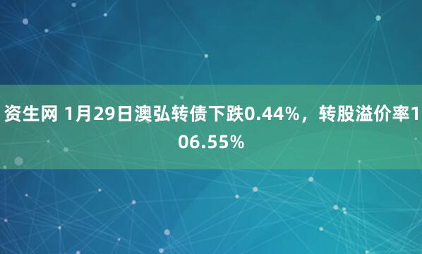 资生网 1月29日澳弘转债下跌0.44%，转股溢价率106.55%